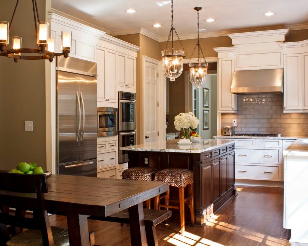 brown and off white kitchen