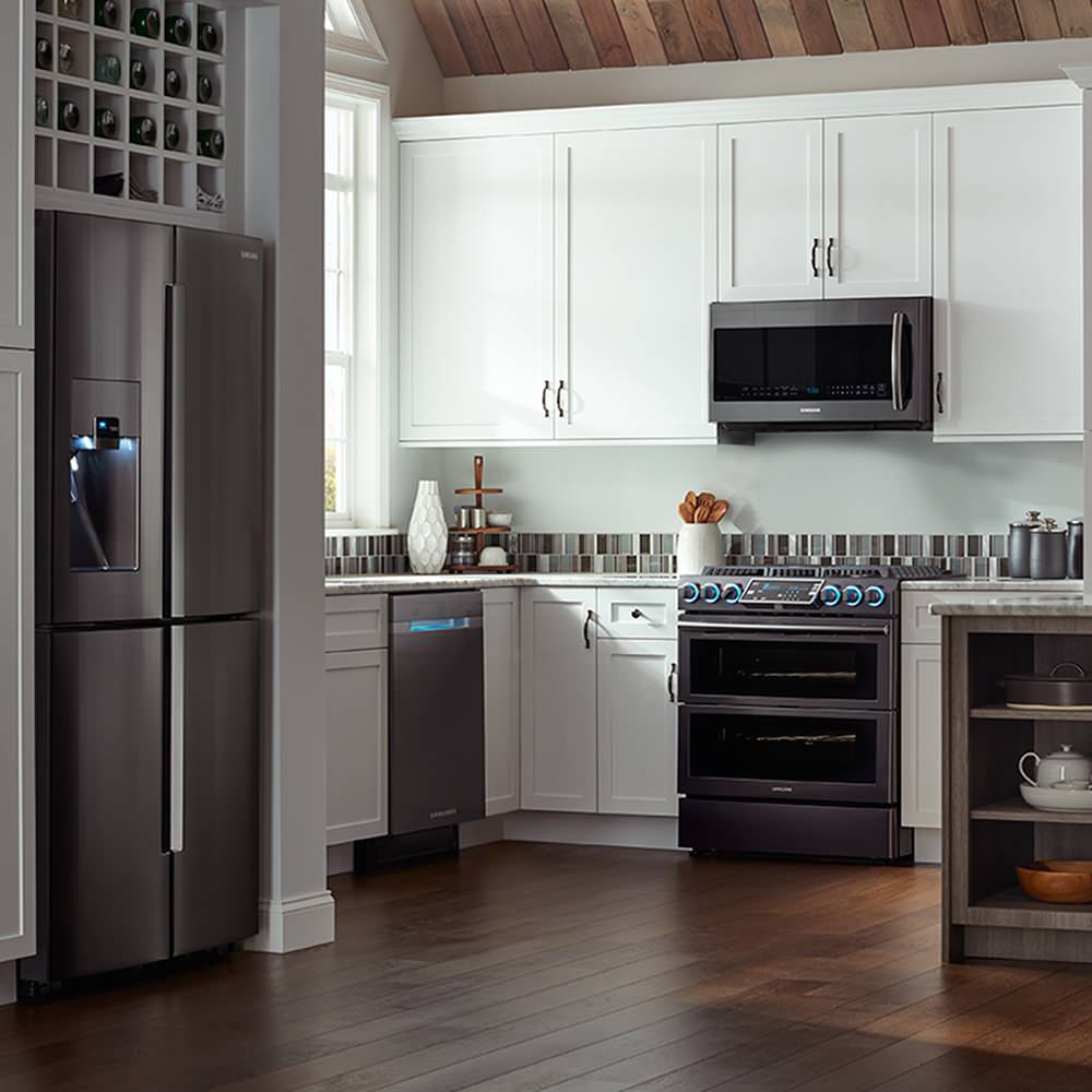 Kitchen Design White Cabinets Black Appliances