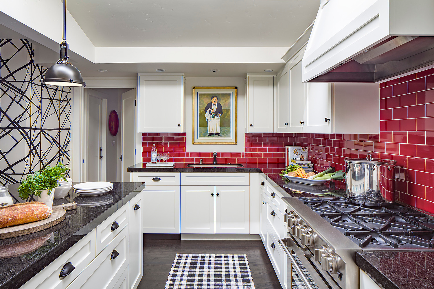 black red white kitchen design